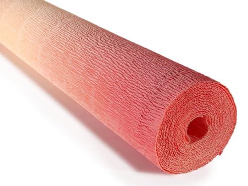 Cartotecnica Rossi Italian 180g Crepe Paper Roll 19.6 Inch Wide 8.2ft Long for Wedding Ceremony Various Large Festivals Decoration (Pink-Peack Gradient(17A7))