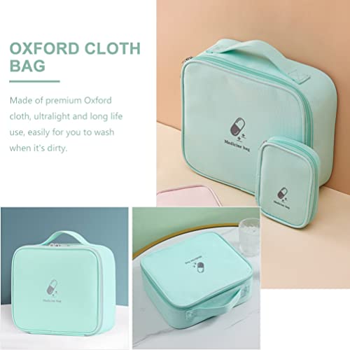 Image of COHEALI Portable Medicine Organizer - Oxford Cloth Pill Case Carrier for Home, Car, Camping, Office, Hiking (10.2x9x3.9in) Blue