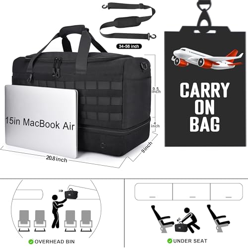 MOZETO Black Duffle Bag for Men