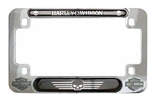 Harley-Davidson Skull Nickel Motorcycle Plate Frame, 7.5 x 4.75 inches MF119980
