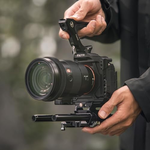 Image of Tilta Half Cage Lightweight Kit Compatible with Sony a7R V, with Mount Accessories via NATO, Cold Shoe and 1 /4 inch-20 Threads with Locating Pins | TA-T46-A (Black)