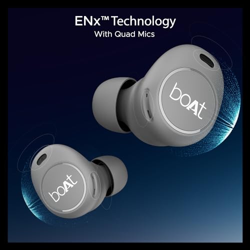 Image of boAt Airdopes 121 V2 Plus Truly Wireless in Ear Ear Buds w / 50 HRS Playtime,Quad Mics w /ENx Tech,ASAP Charging, Beast Mode(50ms Low Latency),BTv5.3 & IPX4(Slate Grey)