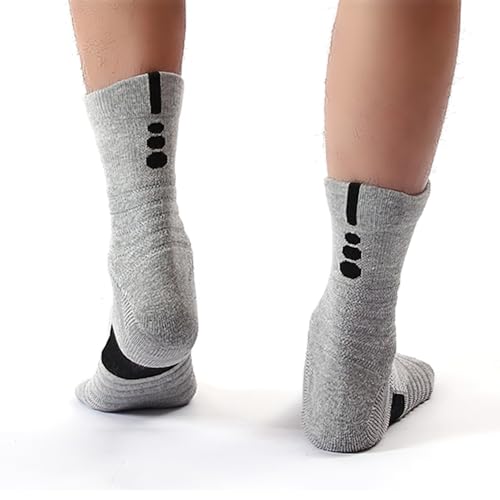 5 Pairs Men's Sports Crew Socks Sweat-Absorbent Friction-Reducing Anti-Slip Socks for Basketball Running Badminton Biking2