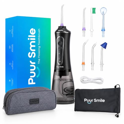 Image of Portable Water Flosser Cordless by Puur Smile - Advanced Dental Care for a Healthier Mouth, Gum, and Teeth - IPX7 Waterproof Oral Irrigator | 7 Replacement Tips, Travel-Friendly, Rechargeable