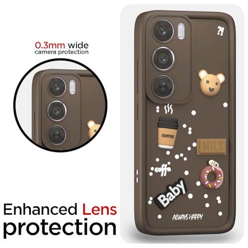 Image of Bintage Ball Bear| Donut| Milk Cake| Baby| Coffee Rubber Case Full Body & Camera Protection Back Cover Compatible for Oppo Reno 12 5G - Brown