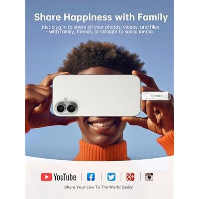 256GB Phone Flash Drive Photo Stick, USB Memory Stick for Photo Video Backup & Storage, No APP Required, Compatible with iPhone iPad Android PC, Bright Silver