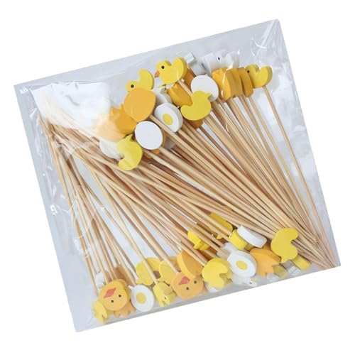 Genérico Easter Toothpicks, Decorative Fruit Sticks, Holiday Fruit Skewers, Bunny Egg Carrot, Duck Designs, Versatile and Functional for Sandwiches, Cupcakes, Party Decorations, 100pcs