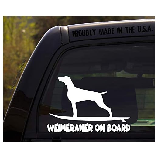 OhioDecals.com Weimaraner on Board - Funny Dog Breed Decal Sticker for car or Truck Window