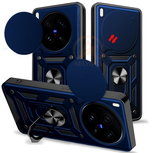 Image of Armor Bumper Back Cover Case for Vivo X300 Ultra 5G | Rotating Camera Cover, Ring Holder & Kickstand | Heavy Duty & 360 Degree Protection Back Cover for Vivo X300 Ultra 5G (Blue)