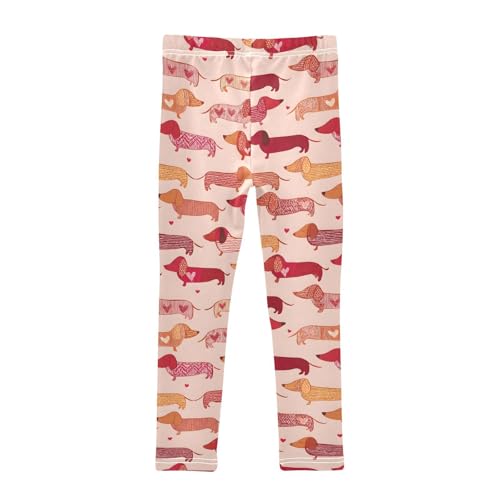 Red Heart Dachshund Girls Leggings Soft Stretch Workout Yoga Dance Pants for Kids Casual Tights2
