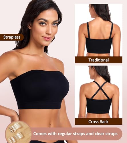 Lemorosy Strapless Bra Seamless Wireless Bandeau Multiway Supportive Bras for Women Plus Size Lightly Padded Tube Top4