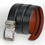 FEFLO Pasek skórzany męski, pasek z automatyczną klamrą z zapadką, czarny, regulowany, skórzany pasek dla mężczyzn, szerokość 35 mm, do garnituru, dżinsów, spodni na czas wolny i biznes, czarny 12