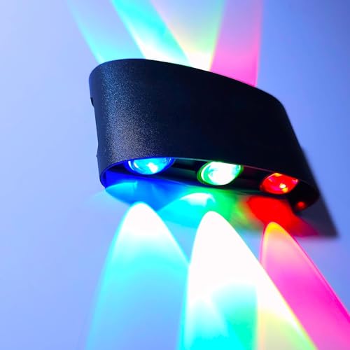 Image of blissbells Multi-Color LED Wall Light, 8 Beam Rainbow Effect, Modern Indoor Sconce, Black Pack of 1 (8 ray Multicolor)
