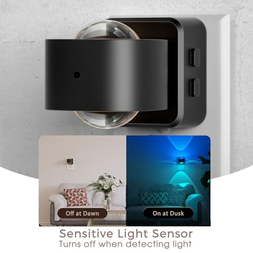 Image of Briignite Night Light Projector, RGB Color Changing Night Light for Kids, 180 Rotating Night Lights Plug into Wall, Dusk to Dawn Sensor, RGB Ambient Lighting for Gaming Room Bathroom Gifts, 2 Pack