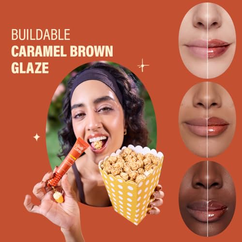Image of Plum BodyLovin' Popcorn N' Pilates Glassic Lip Balm | Caramel Brown Gloss Tint | Hydrating Lip Balm with Hazelnut Oil, Ceramides & Hyaluronic Acid | Moisturizes Dry & Chapped Lips | 10 g
