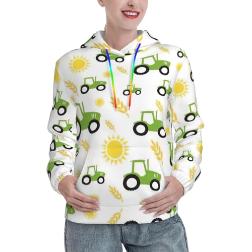 Sweatshirt à capuche femme tracteur agricole manches longues tendance