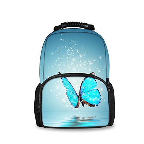 Fhdc Mochila Escolar De Gran Capacidad para Mujer Azul Mariposa Animal 3D