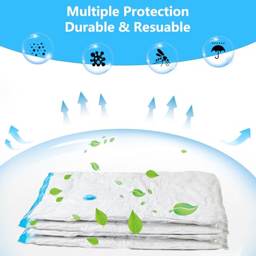 8 Stück Vakuumbeutel für Kleidung mit Elektrischer Luftpumpe, 2 * 100 x 80 cm, 3 * 80 x 60 cm, 3 * 70 x 50 cm, Vakuumbeutel für Bettdecken, Decken, Kissen, Bettwäsche, Reisen, Umzug