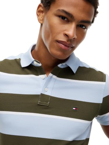 Image of Tommy Hilfiger Men's Short Sleeve Polo Shirts in Slim Fit with Stretch and Organic Pique Cotton