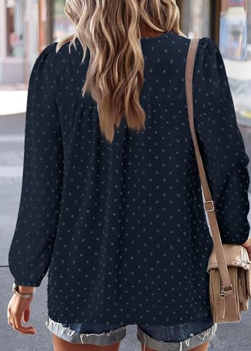 BETTE BOUTIK Womens Boho Fall Long Sleeve Shirts Crewneck Dressy Casual Blouses Trendy Flowy Tops