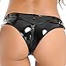 Linjinx Women's Patent Letaher Metallic Low Rise G-String Thong Zipper Micro Panties Lingerie Black Small