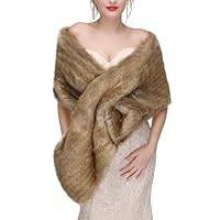 GJHFCXSO Xales de Pele SintéTica Para Festa de Casamento Feminino Estola de Luxo Capa de Pele Macia Para Vestidos de Noite,4,One Size