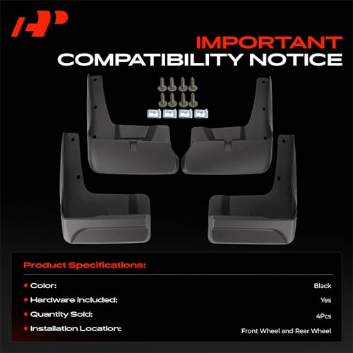 Image of A-Premium Mud Flaps, No Drilling Required Splash Guards with Accessories | Compatible with Toyota Sienna 2016-2020, Set of 4 Front and Rear