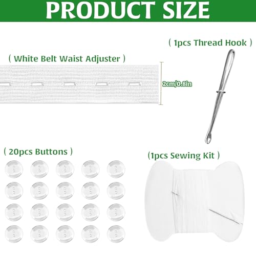 10Pcs White Pant Waist Tightener Tool, Waist Adjuster for Loose Pants Supplies, Pants Waist Tightener for Women Waistband Tightener for Pants, Pregnant Women, Men's Pants Waist Adjustment2