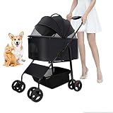 Dog Stroller for Small Medium Dogs with Detachable Bassinet for Pets, Cat Stroller for 1 Cat, Foldab