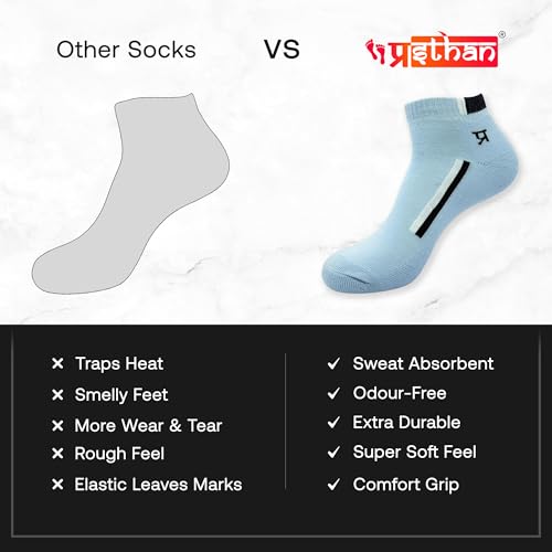 Image of PRASTHAN Sports Unisex Nylon Cotton Ankle Length Socks Made With Breathable Anti Odour & Moisture Absorbent Combed Cotton with a Extra Durable.