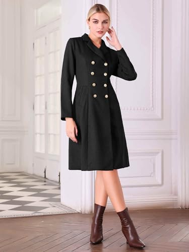 Image of Hobemty Women's Tweed Blazer Dress Collared Double Breasted A-Line Formal Work Dresses