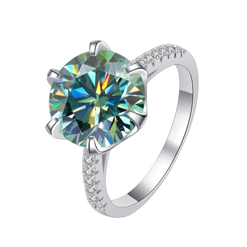 Bague fiançailles moissanite diamant 5 carats argent 925 femme