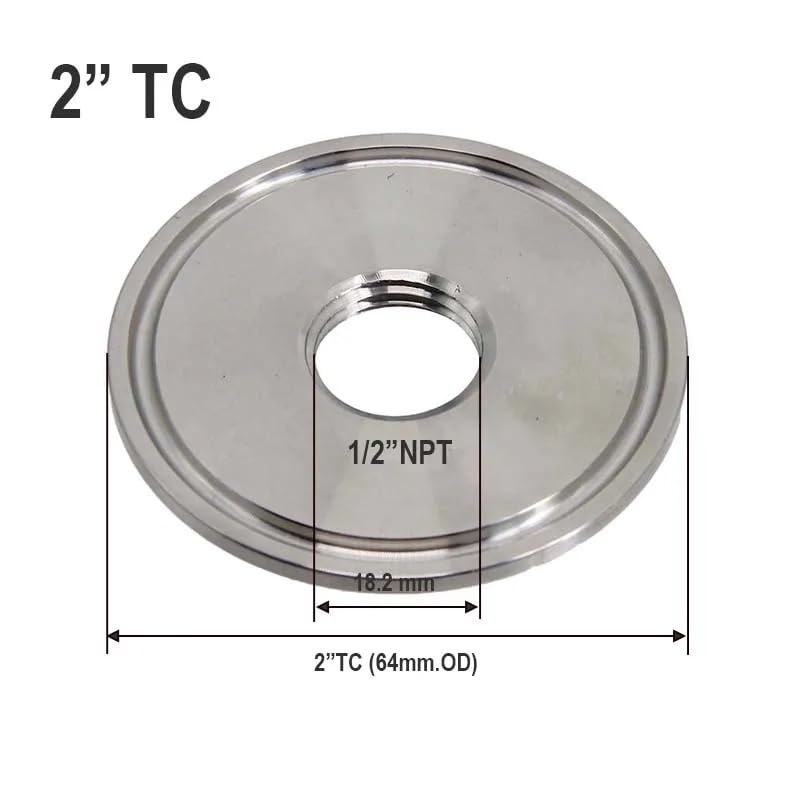 2インチ トライクランプ (64mm 外径) キャップ 1/2インチ NPT スレッド