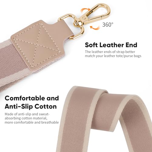 Image of Purse Strap Wide Replacement Crossbody Bag Straps, 1.5 inch Canvas Handbag Shoulder Strap, Adjustable Tote Belt (1.5 inch - Beige - Gold buckle)