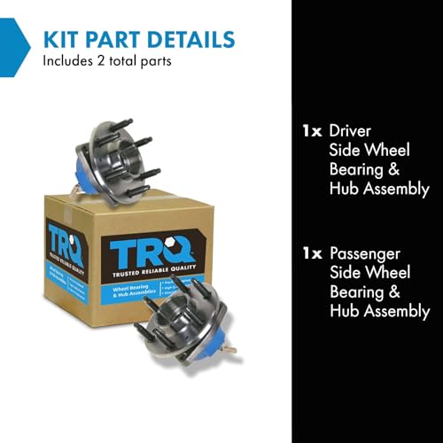 Image of TRQ Front and Rear Wheel Bearing and Hub Assembly Set 2 Piece Compatible with 04-09 Cadillac SRX AWD Front Left and Right 05-10 STS RWD Rear Left and Right with 6 Lug Wheels