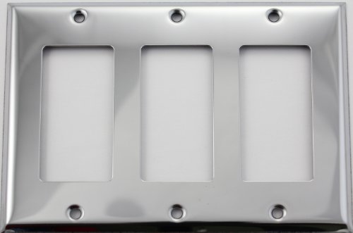 Polished Chrome 3 Gang GFI/Rocker Opening Wall Plate - 3 GFI