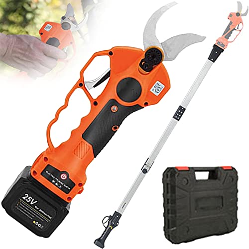 Sécateur Électrique Sans Fil Avec Perche Télescopique - Coupe 50mm, 2 Batteries 2000mAh | Professionnel Jardin