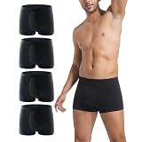 AMZCHPC Men's Premium Cotton Trunks Soft Stretch Underwear Comfort Fit Boxer Brief Style (US, Large, Black(4Pack))