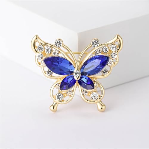 Image of coadipress Butterfly Brooch Pins Chic Romantic Elegant Rhinestone Crystal Insect Brooch Pin Women Corsage Scarf Shawl Clothing Accessories Wedding Party Banquet