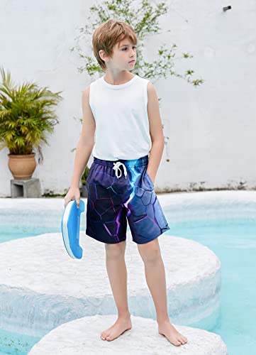 Fanient Maillot de Bain Garçons Lava Crack Print Short Short de Conseil à Séchage Rapide avec Poches Doublées en Filet Short de Vacances 14-16 Ans – vue 5