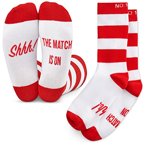 Football Fan Lounge Socks - Great Gift For Football Fans - Shhh! The Match Is On (Red/White)