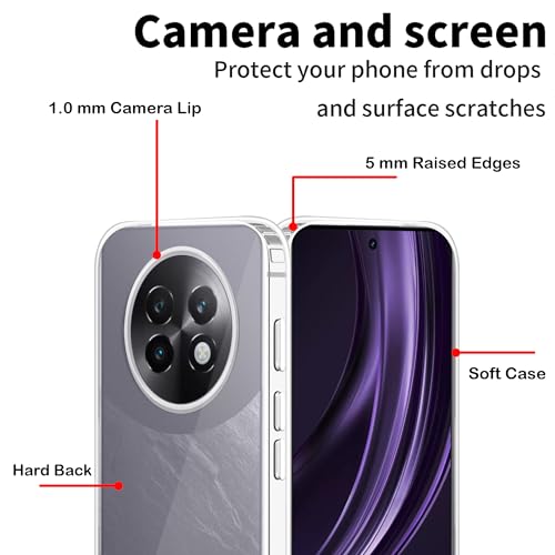Image of amazon basics Compatible with Realme 13 Plus Case Cover Transparent Non-Slip Hard PC Shockproof Bumper Protective Back Cover - Clear
