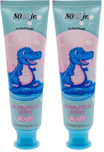 Image of NOBS Jr. Kids Nano Hydroxyapatite Toothpaste - Fluoride Free, SLS-Free, Remineralizing - Dentist Formulated - Bubblegum Berry (Pack of 2)