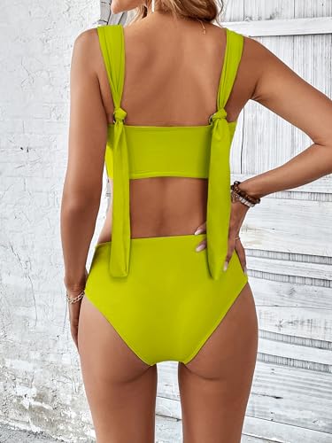 SPORLIKE Women Braided High Waisted Bikini Wide Shoulder Straps Swimsuit Padded Bathing Suit3