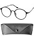 Produktbild Runde Lesebrille - mit GRATIS Brillenetui, Kunststoff Rahmen (Schwarz), Metall Brücke und Bügeln (Graphit), Lesehilfe für Damen und Herren +2.0 Dioptrien