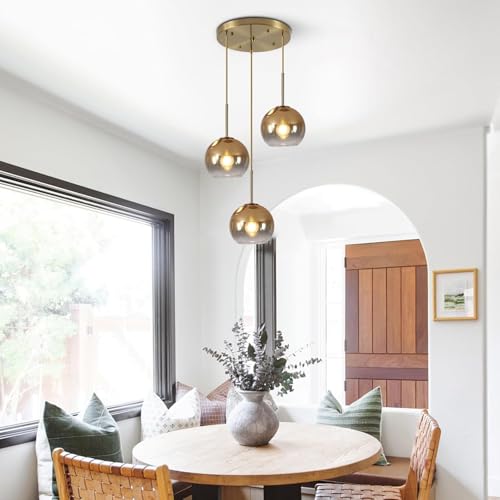 Image of 2 Pack Amber Glass Shades, Globes Lampshades Replacements 1.65 In Fitter 7.5 In Diameter Transparent Bubble Glass Lamp Shades Covers for Light Fixtures with Chandelier Wall Sconces Pendants