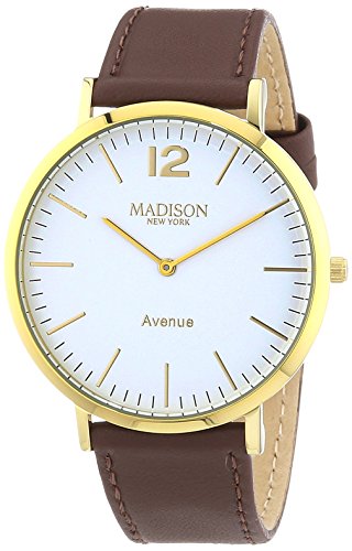 MADISON NEW YORK Avenue G4741E2 - Reloj Unisex, Correa de Cuero Color marrón