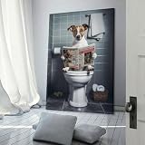 sinyumoney Dog Reading Newspaper on Toilet-1 Lienzos Decorativos Para Pared, Láminas De Arte Para Pared, Cuadros De Lienzo Para La Decoración De La Sala De Estar Y El Dormitorio 20x30inch(50x75cm)