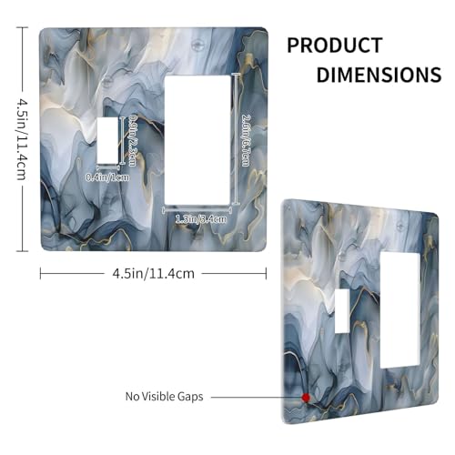 Decorative Outlet Covers Abstract Ink Blue Marble Glod Line Texture 2 Gang Outlet Cover Wall Plate Single Toggle Rocker Light Switch Cover Plate Switch Plate Covers for Home Decor