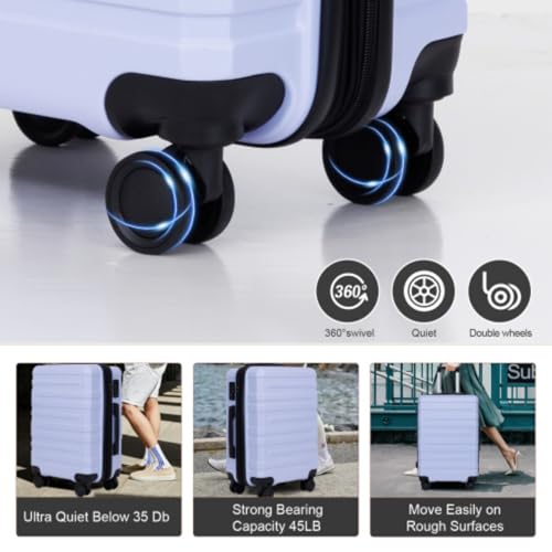 Luggage Set 3 Pieces, 20", 24", 28" Carry-on Luggage, Dotted Texture, Side TSA Lock, Aluminum Telescopic Handle, PC+ABS Hard Shell Luggage, Blue Purple4